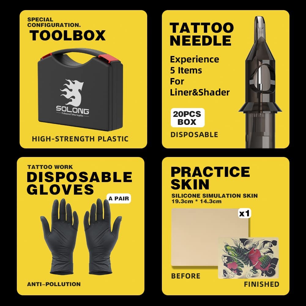 Foto 7 pulgar | Kit De Pistola De Tatuaje Solong Tattoo Gun Starter Con Cartuchos De Agujas - Venta Internacional.