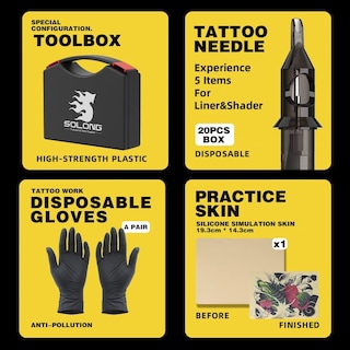 Foto 6 | Kit De Pistola De Tatuaje Solong Tattoo Gun Starter Con Cartuchos De Agujas - Venta Internacional.