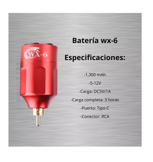 Foto 2 | Kit Máquina Para Tatuar Mini Pen Rocket Batería Inalámbrica Rojo