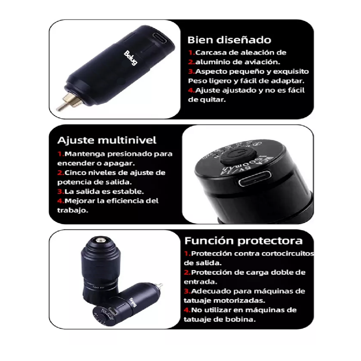 Foto 6 pulgar | Kit Para Tatuar Profesional Máquina Para Tatuar Belug Alta Calidad