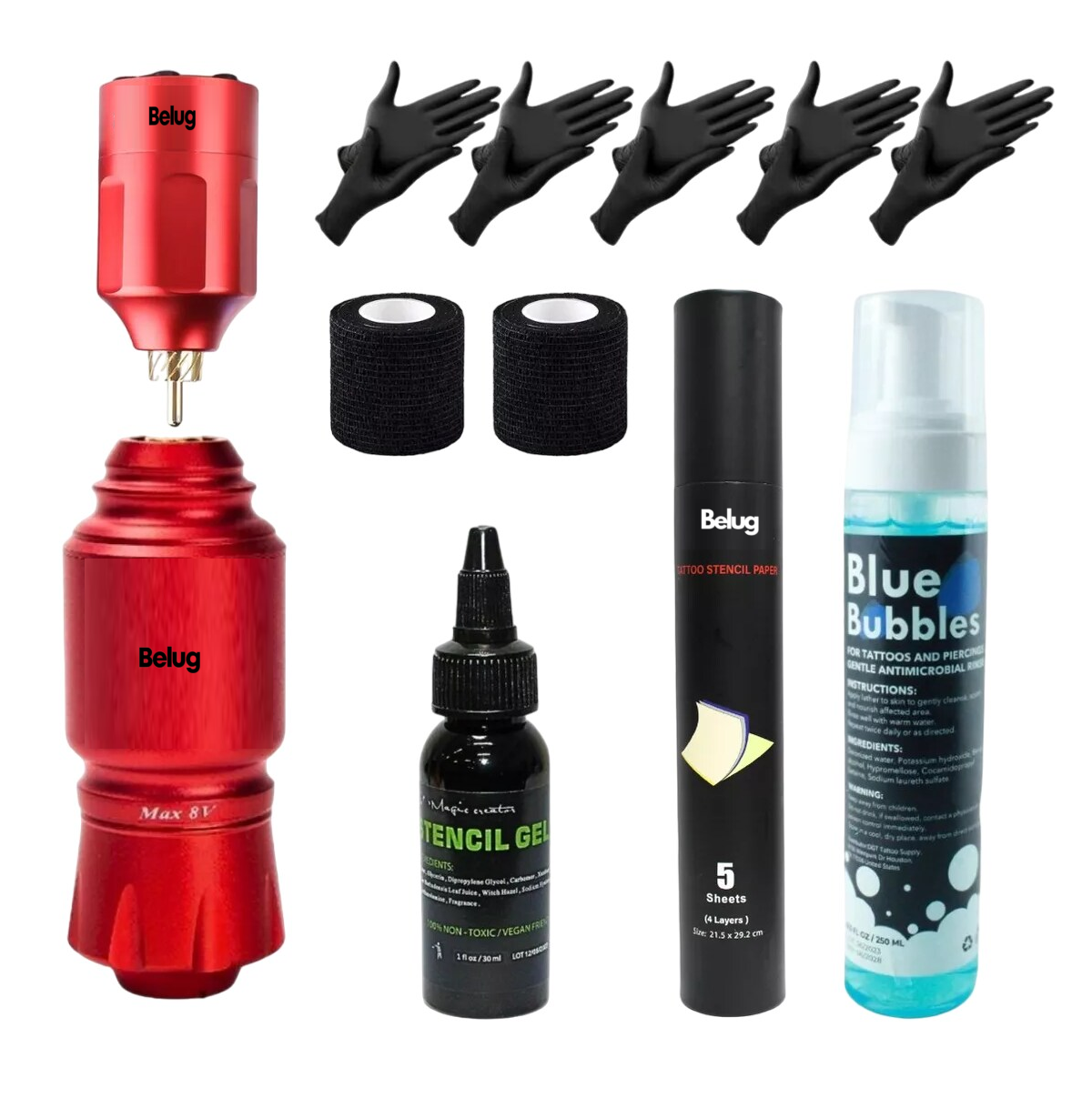 Kit Máquina Para Tatuar Mini Pen Rocket Batería Inalámbrica Belug Rojo