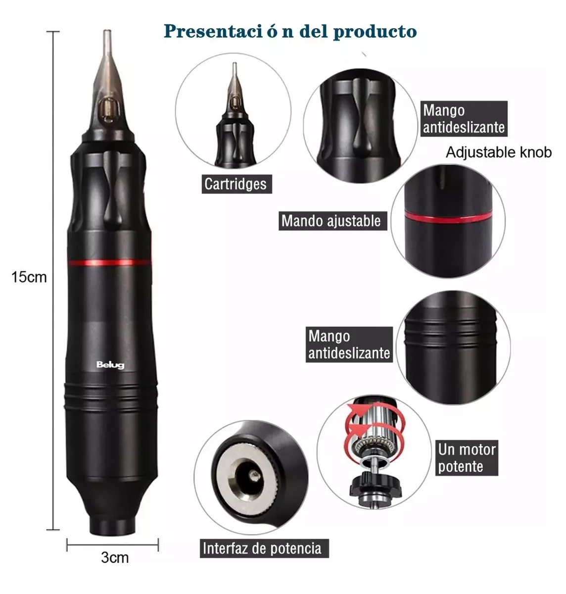 Foto 4 pulgar | Kit Para Tatuar Belug Profesional Máquina Para Tatuar Alta Calidad