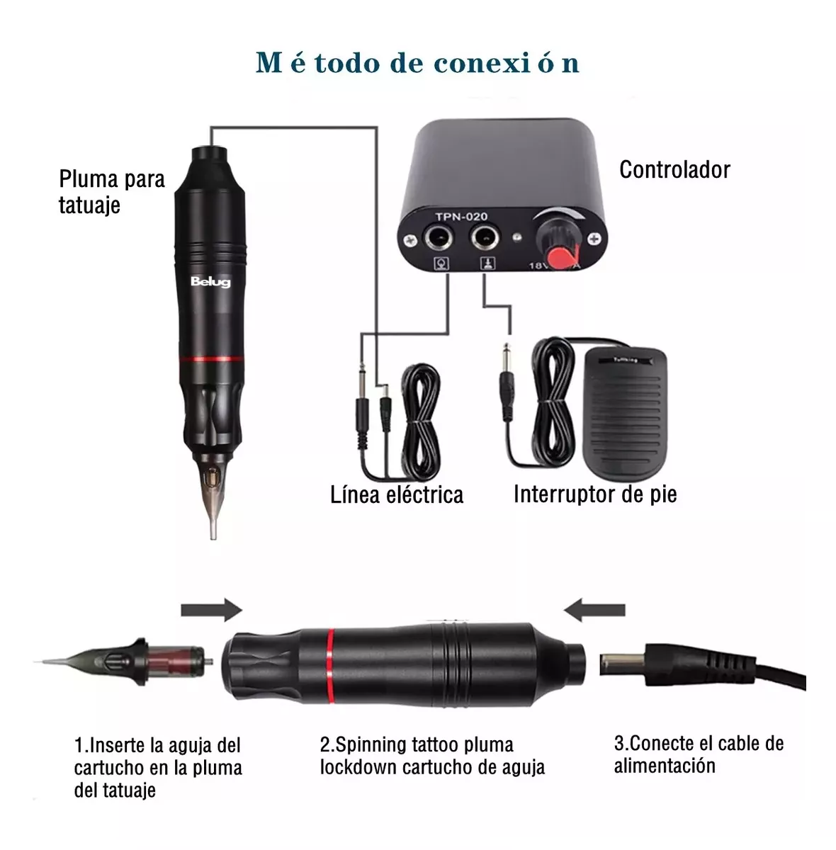 Foto 5 pulgar | Kit Para Tatuar Belug Profesional Máquina Para Tatuar Alta Calidad