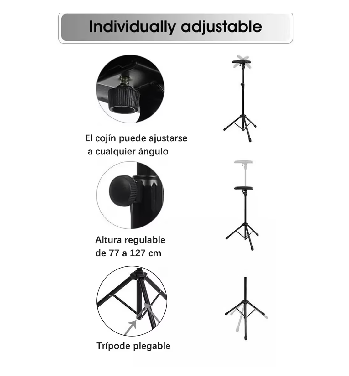 Foto 5 pulgar | Reposabrazos Belug Portátil Para Tatuajes Con Trípode Ajustable Negro
