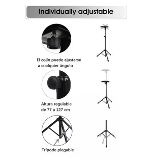 Foto 4 | Reposabrazos Belug Portátil Para Tatuajes Con Trípode Ajustable Negro