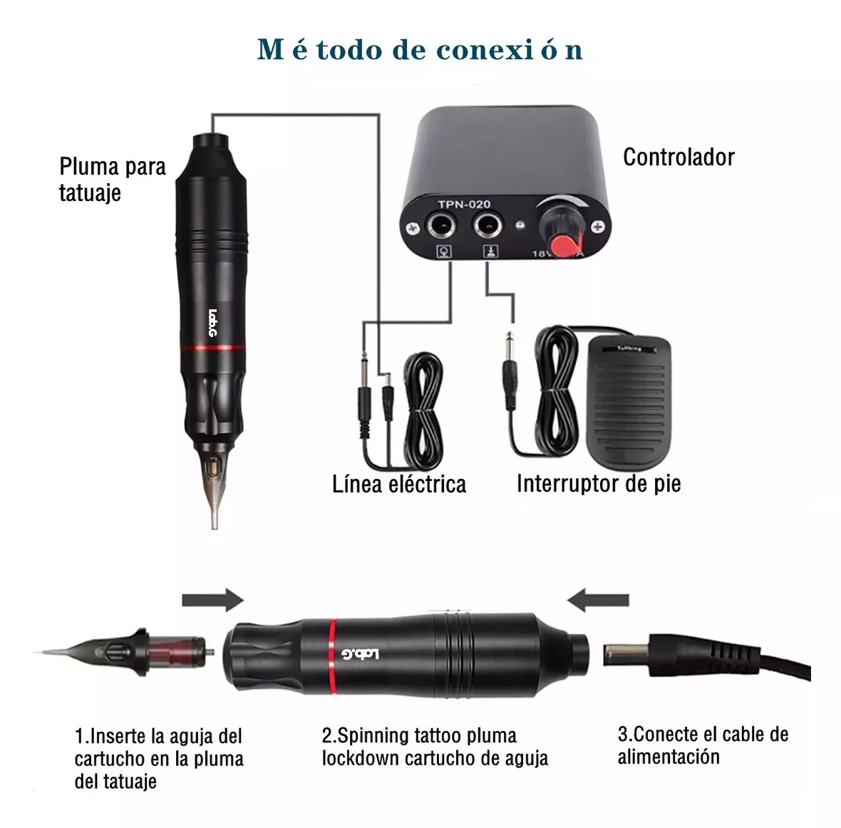 Foto 5 pulgar | Kit Para Tatuar Profesional Lab.g Máquina Para Tatuar Alta Calidad Colores