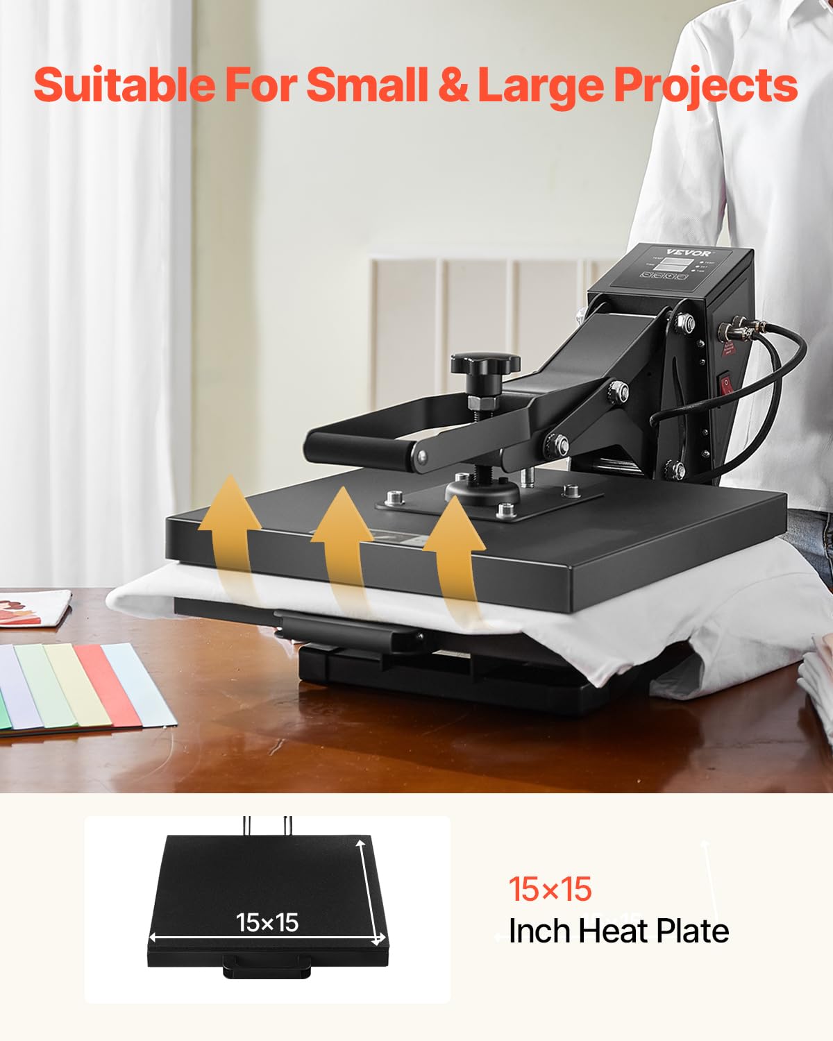 Foto 5 pulgar | Máquina Eléctrica Heat Press Vevor 15x15 Para Camisetas, Color Negro - Venta Internacional.
