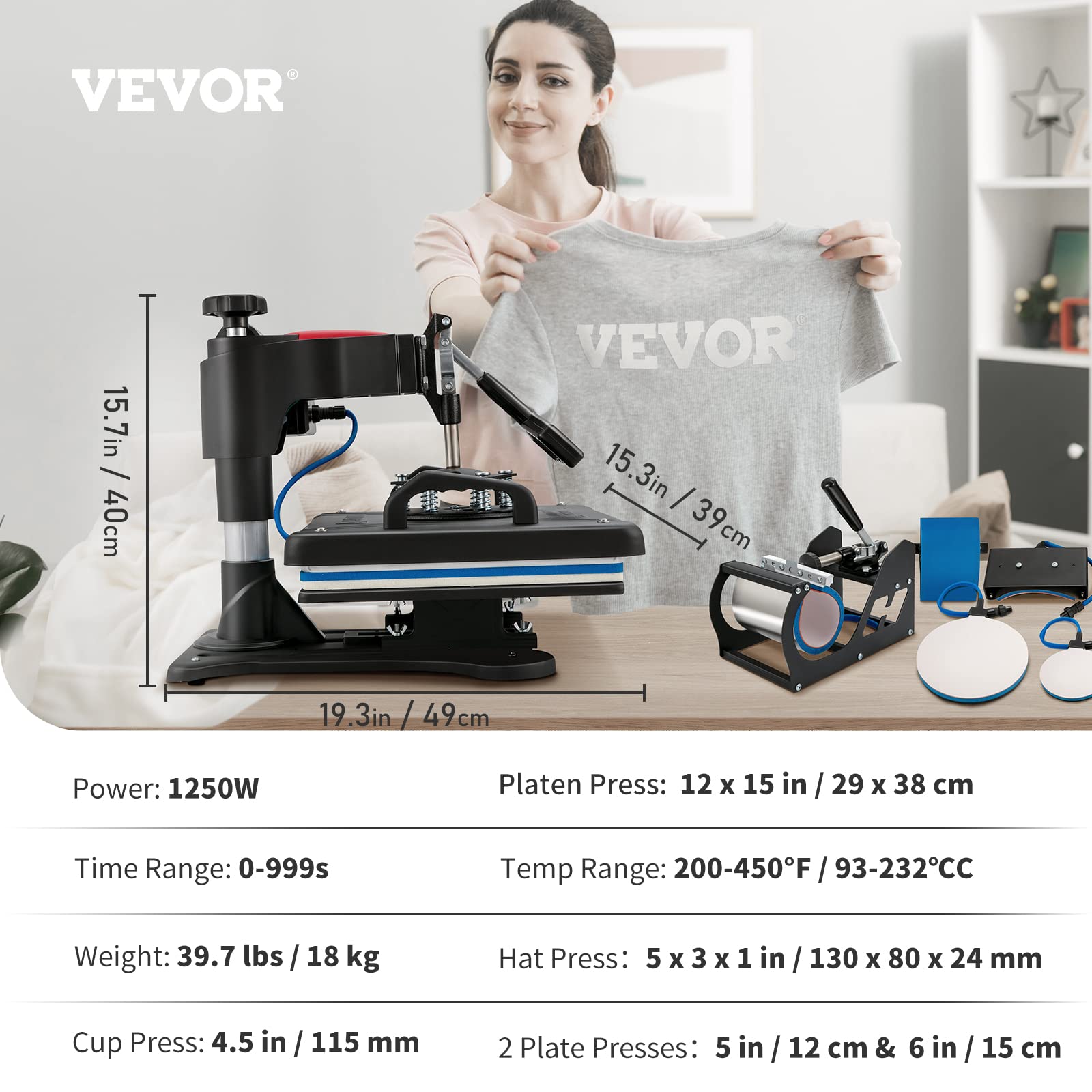 Foto 7 | Máquina De Prensado Térmico Vevor 5 En 1 Para Camisetas De 29 X 38 Cm, 900 W - Venta Internacional.