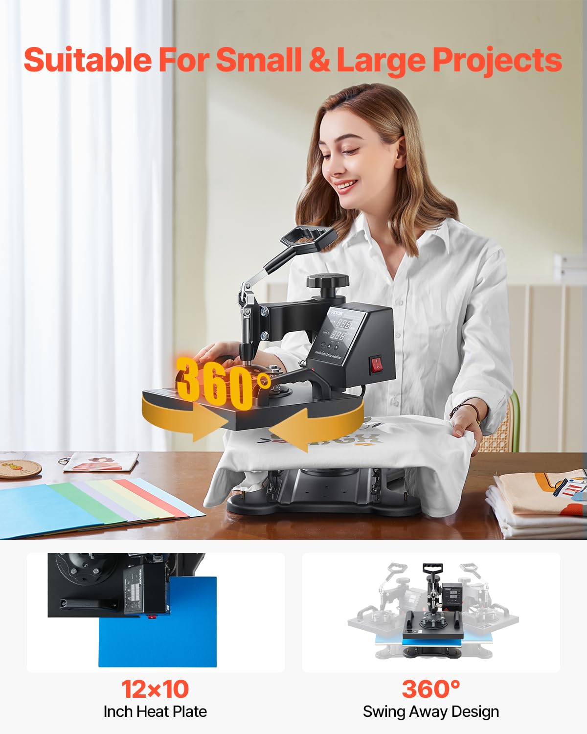 Foto 5 pulgar | Prensa Térmica Vevor, 12 X 10 Pulgadas, Sublimación, 650 W, 110 V - Venta Internacional.