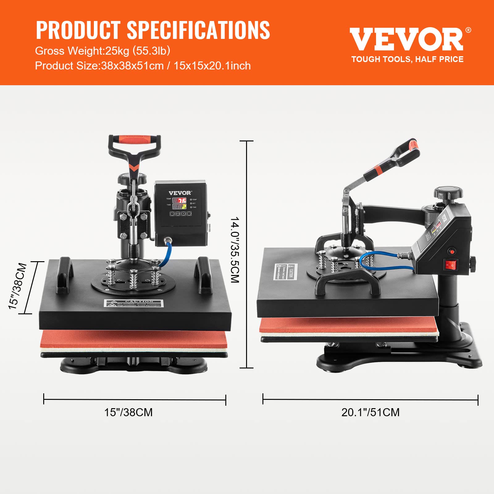 Foto 8 pulgar | Máquina De Prensado En Caliente Vevor 6 En 1 Combo De Sublimación 15x15 - Venta Internacional.