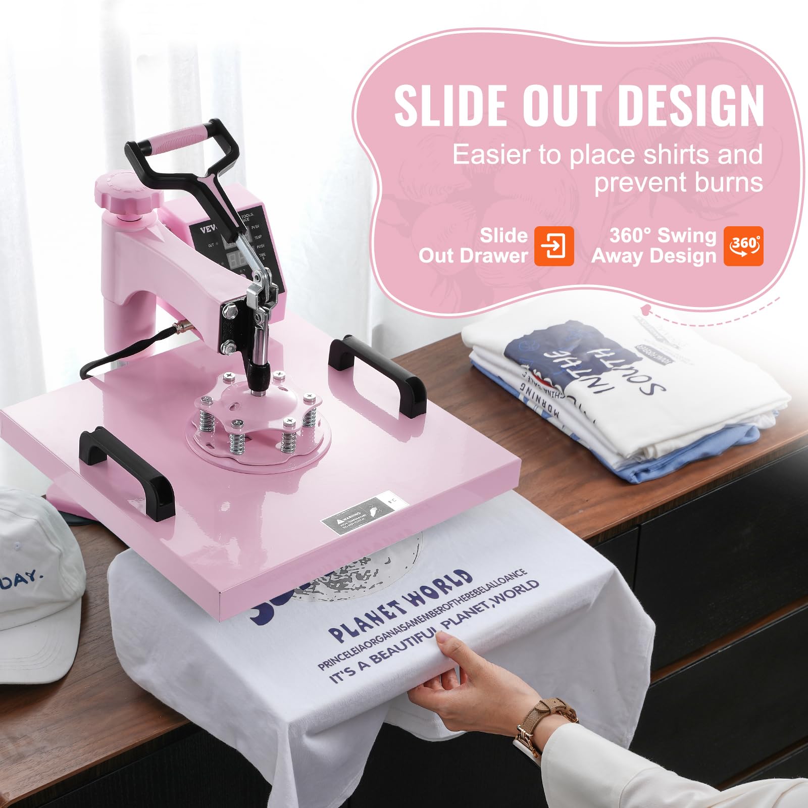 Foto 5 pulgar | Máquina De Prensado Térmico Vevor 38x38 Cm Para Camisetas 5 En 1 Rosa - Venta Internacional.