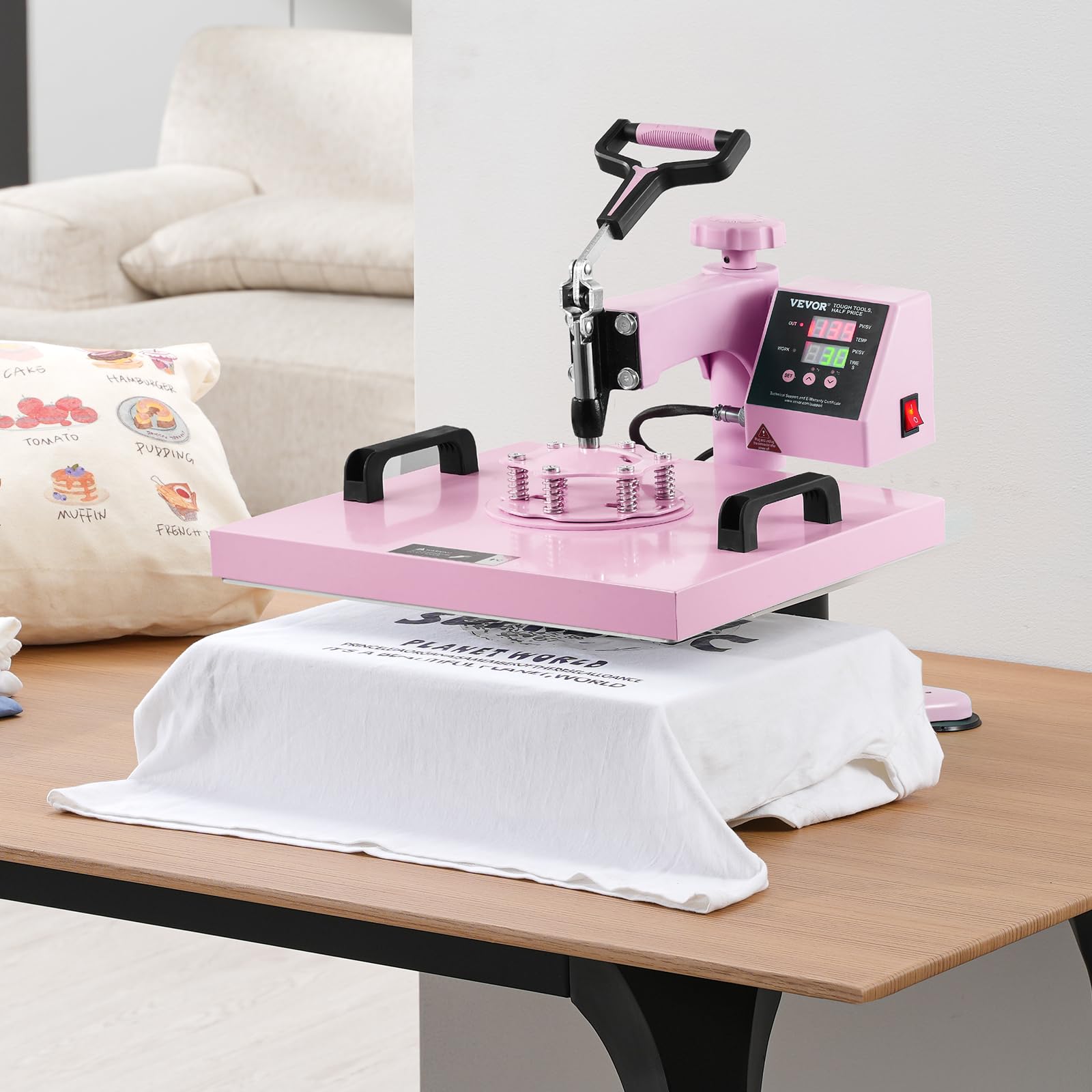 Foto 8 pulgar | Máquina De Prensado Térmico Vevor 38x38 Cm Para Camisetas 5 En 1 Rosa - Venta Internacional.