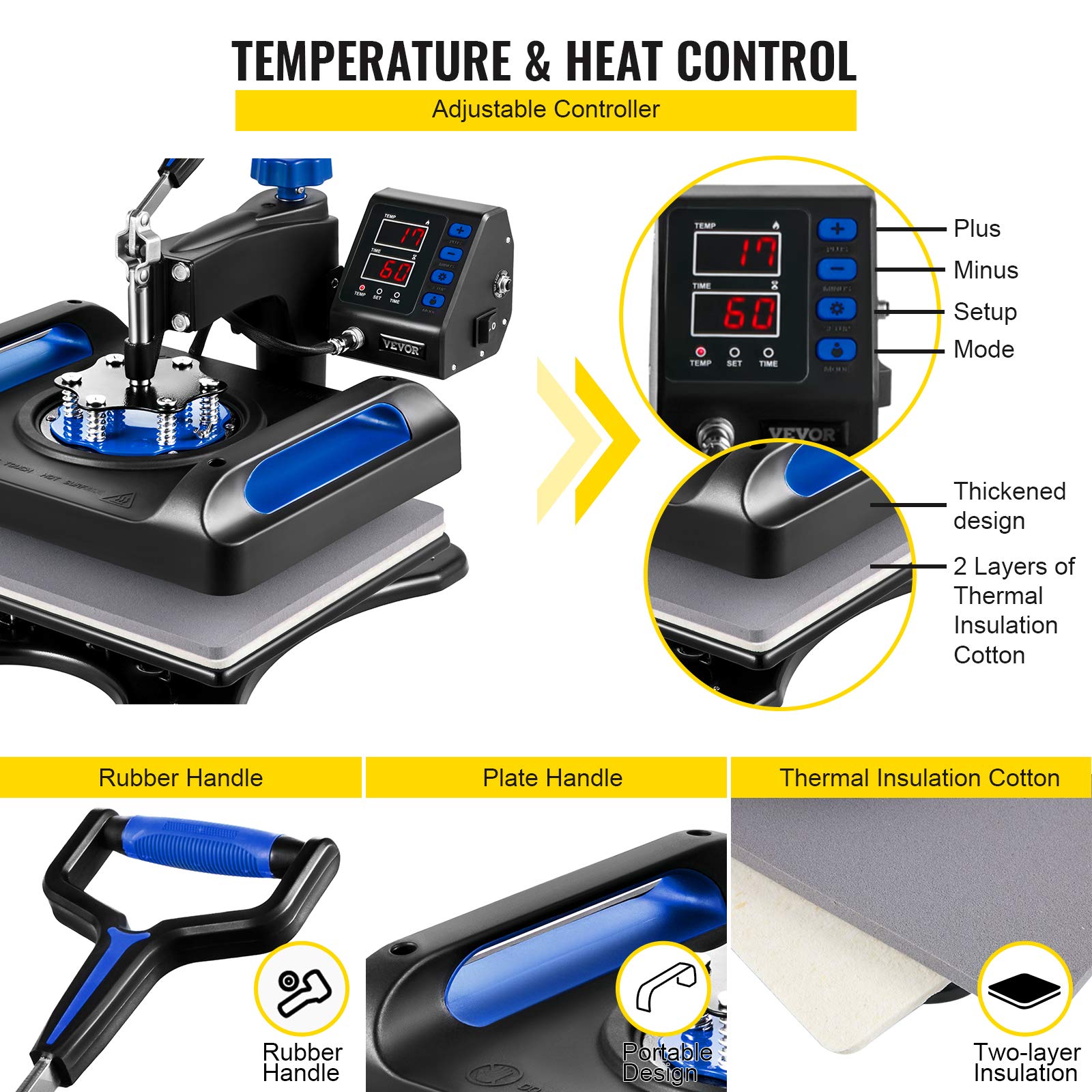 Foto 4 pulgar | Máquina De Prensado En Caliente Vevor 8 En 1, Rotación De 360°, 12 X 15 Cm, Azul - Venta Internacional.