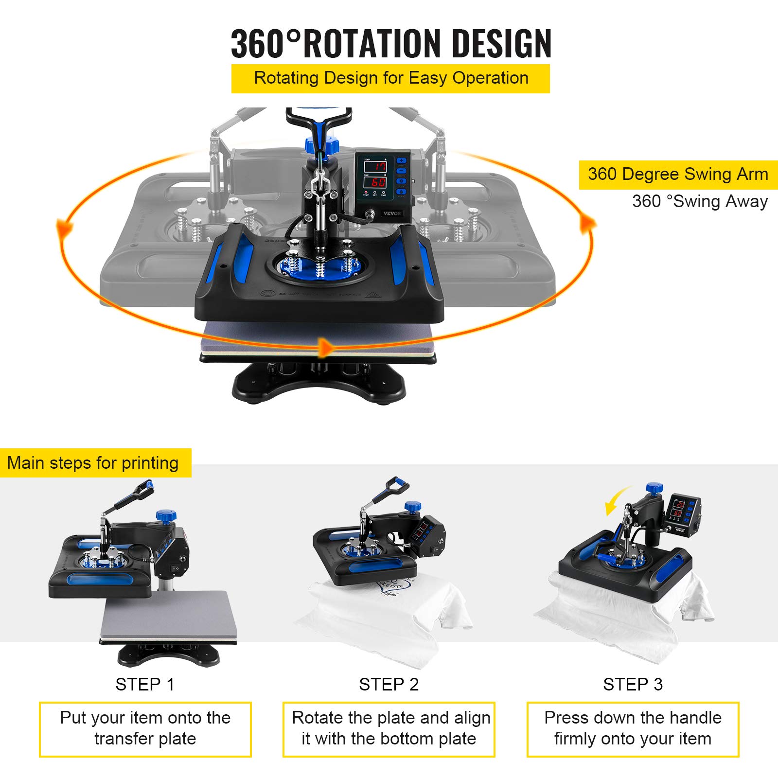 Foto 6 pulgar | Máquina De Prensado En Caliente Vevor 8 En 1, Rotación De 360°, 12 X 15 Cm, Azul - Venta Internacional.