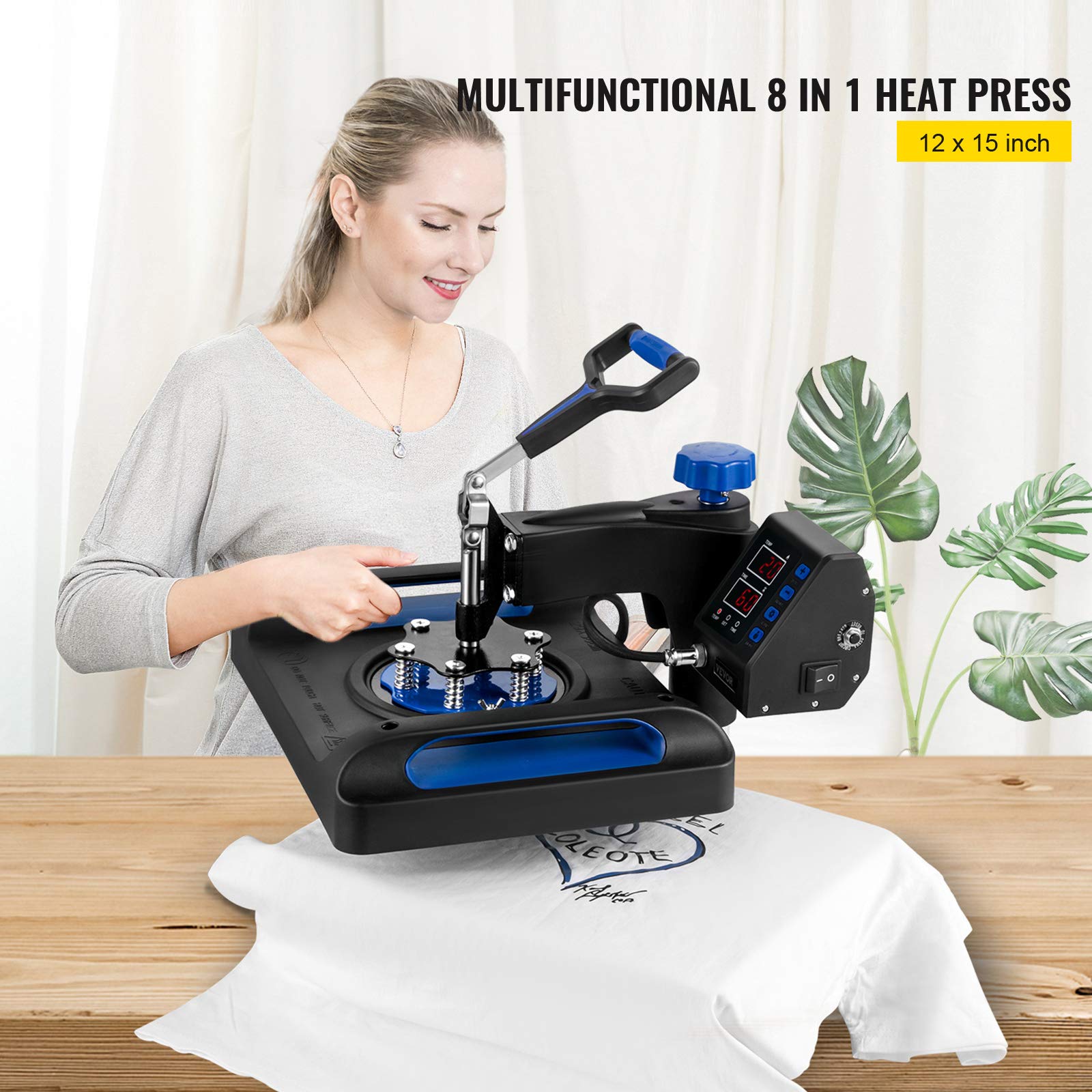 Foto 7 pulgar | Máquina De Prensado En Caliente Vevor 8 En 1, Rotación De 360°, 12 X 15 Cm, Azul - Venta Internacional.