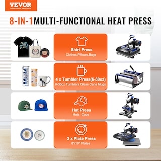 Foto 6 | Máquina De Prensa Térmica Vevor Pro 8 En 1 15x15 - Venta Internacional.