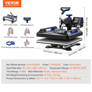 Foto 7 | Máquina De Prensa Térmica Vevor Pro 8 En 1 15x15 - Venta Internacional.