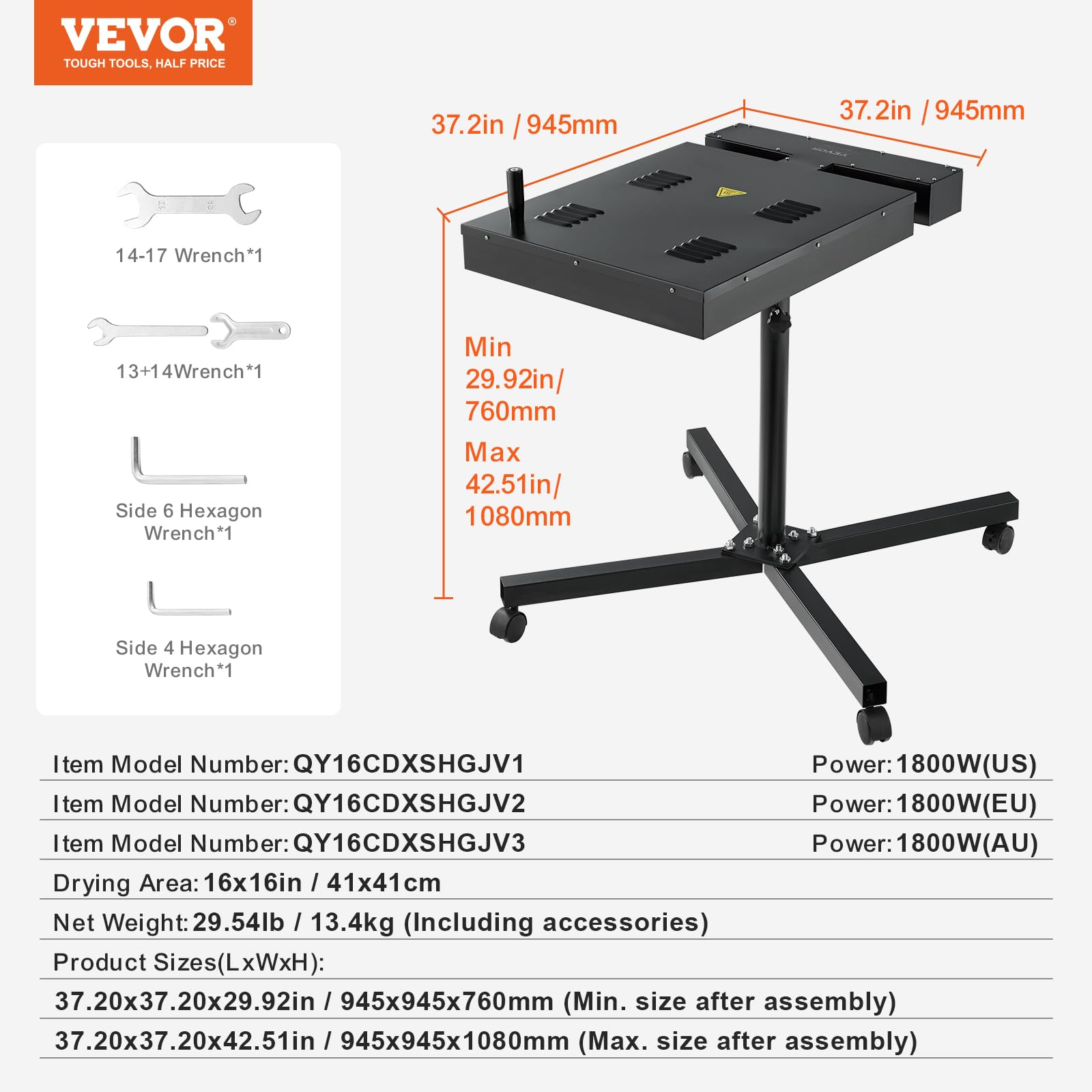 Foto 8 pulgar | Secador Flash Vevor Pro 16x16 Pulgadas 1800w Para Serigrafía - Venta Internacional.
