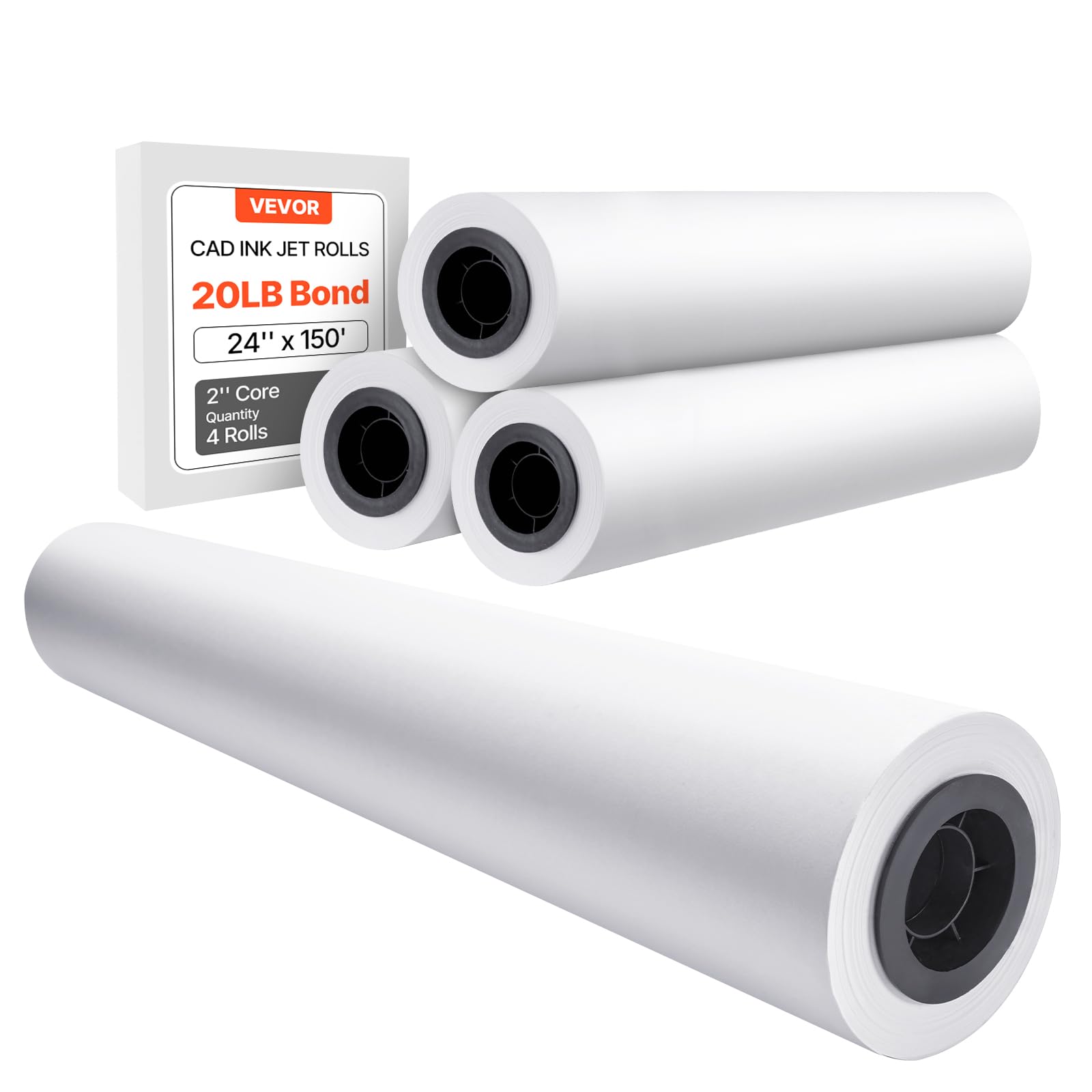 Foto 2 pulgar | Papel Para Plotter Vevor De Formato Ancho, 24 X 150 Pies, 20 Libras, 4 Rollos - Venta Internacional.