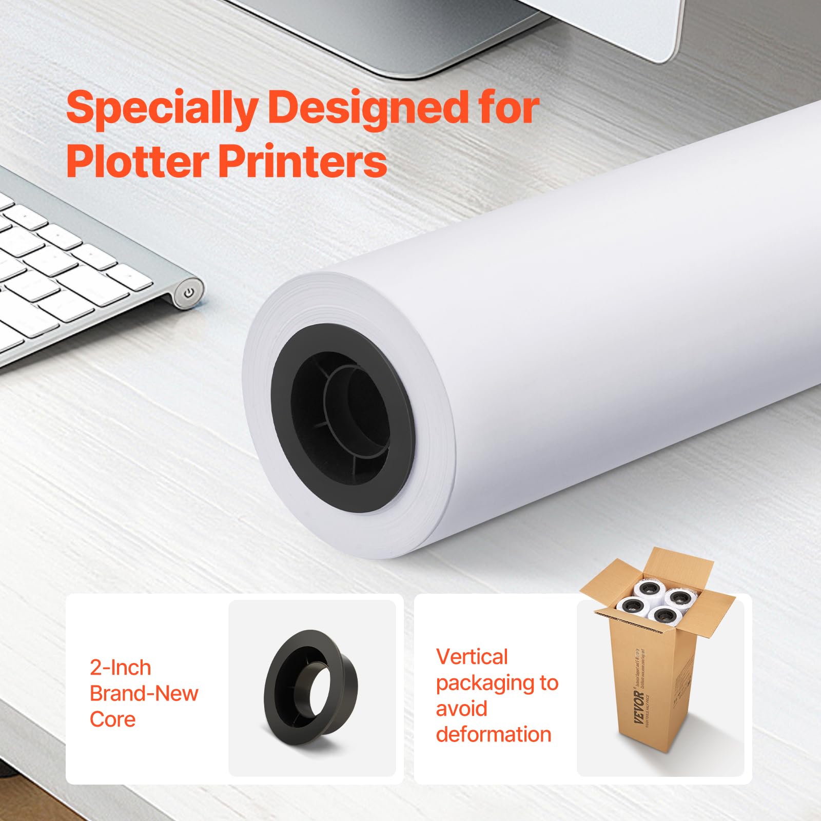 Foto 2 | Papel Para Plotter Vevor De Formato Ancho, 24 X 150 Pies, 20 Libras, 4 Rollos - Venta Internacional.
