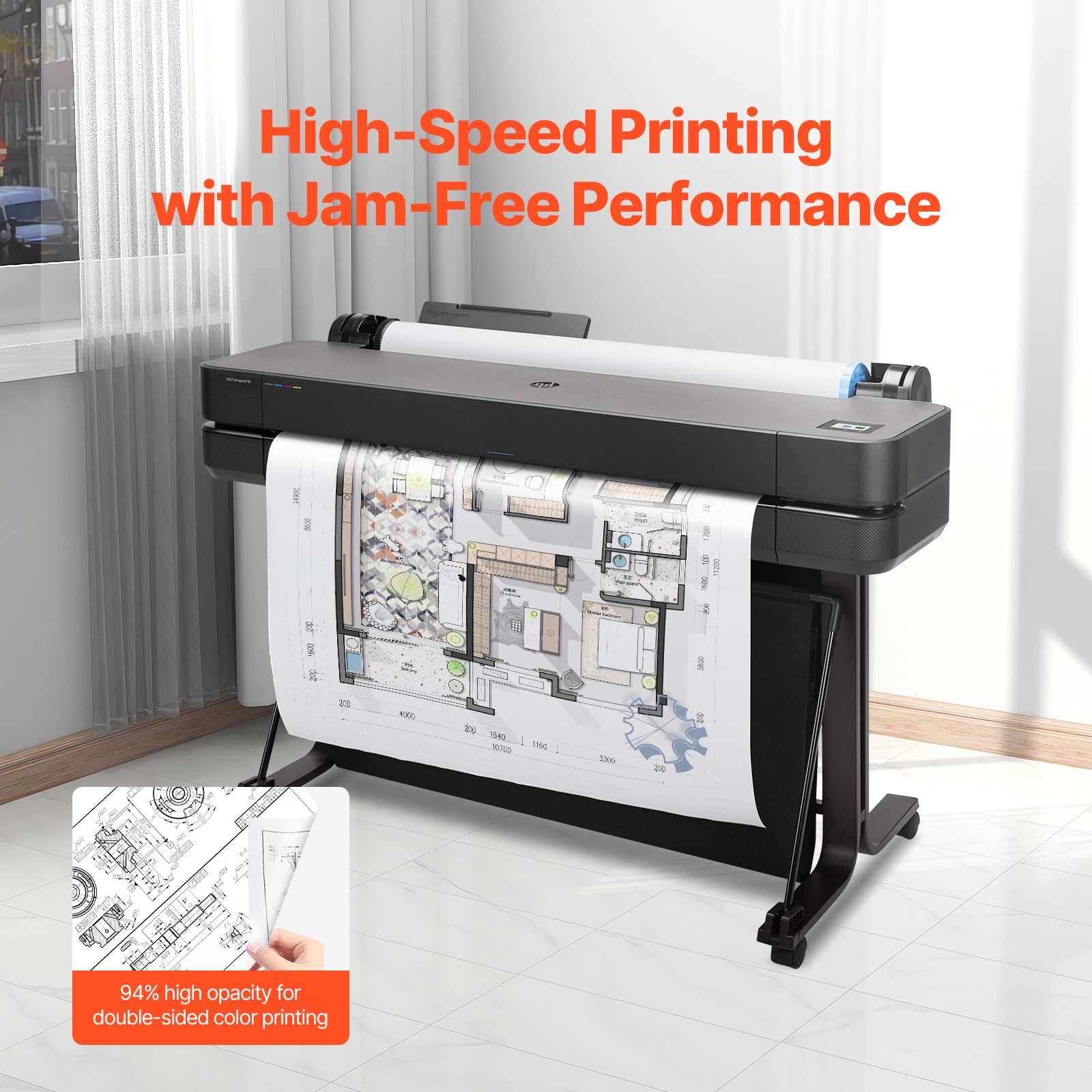 Foto 6 pulgar | Papel Para Plotter Vevor De Formato Ancho, 24 X 150 Pies, 20 Libras, 4 Rollos - Venta Internacional.