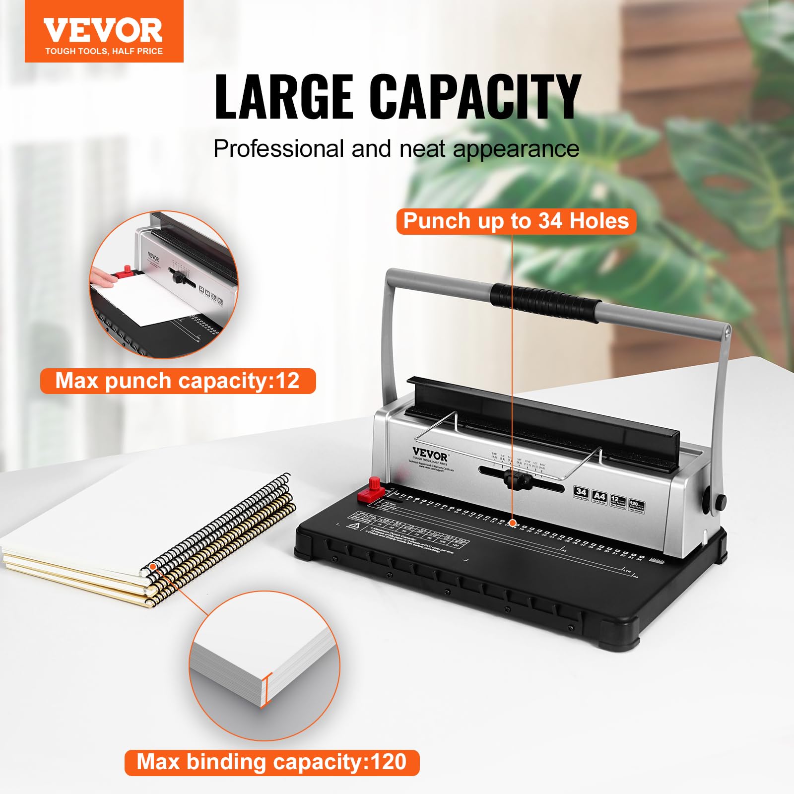 Foto 3 pulgar | Máquina De Encuadernación En Bobina Vevor Para Hacer Libros Manual Con 34 Agujeros - Venta Internacional.