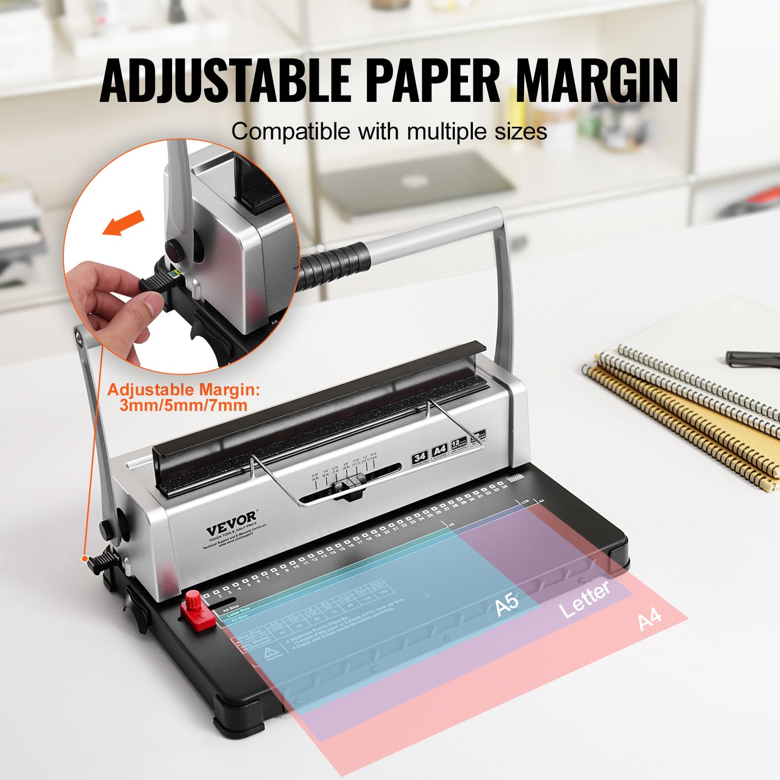 Foto 4 pulgar | Máquina De Encuadernación En Bobina Vevor Para Hacer Libros Manual Con 34 Agujeros - Venta Internacional.