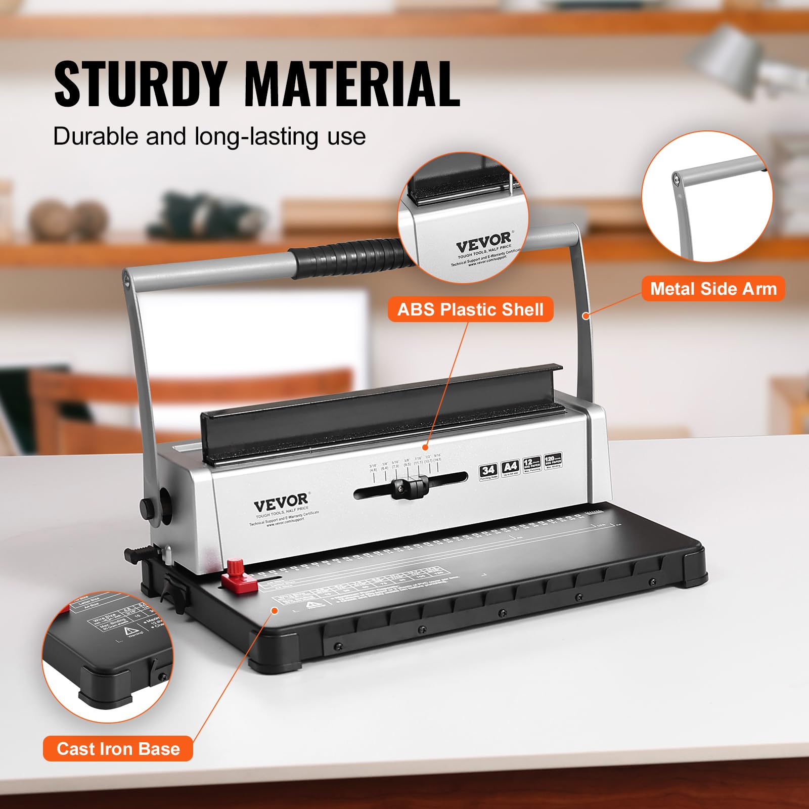 Foto 5 | Máquina De Encuadernación En Bobina Vevor Para Hacer Libros Manual Con 34 Agujeros - Venta Internacional.