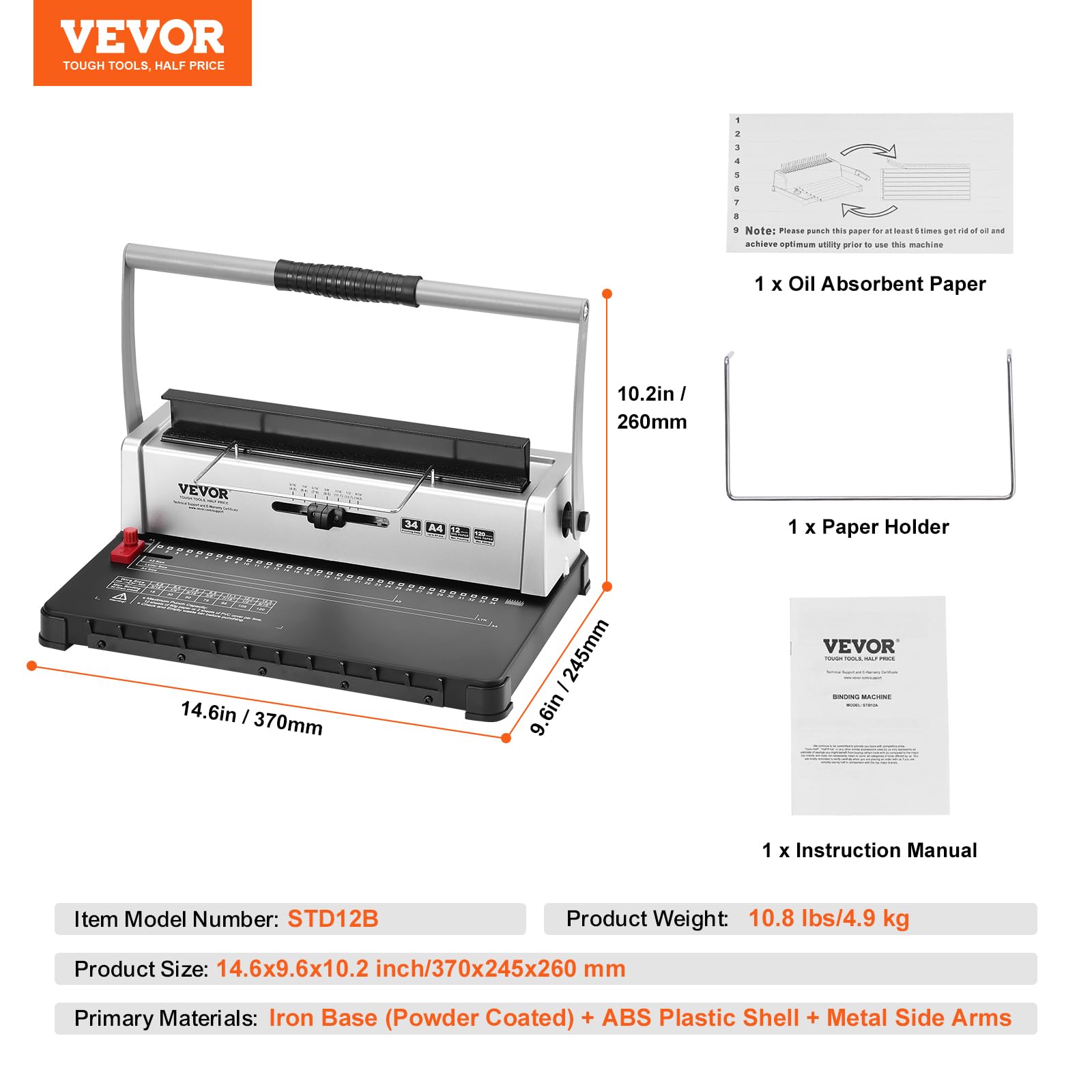 Foto 7 | Máquina De Encuadernación En Bobina Vevor Para Hacer Libros Manual Con 34 Agujeros - Venta Internacional.