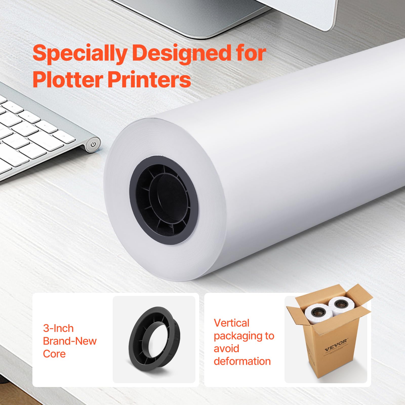 Foto 3 pulgar | Papel Para Plotter Vevor De Formato Ancho, 24 X 500 Pies, 20 Libras, 2 Rollos - Venta Internacional.