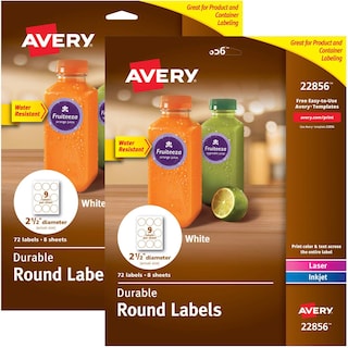 Foto 1 | Etiquetas Redondas Avery De 2,5 Pulgadas, Impermeables, Blancas, 72/pk 2ea - Venta Internacional.