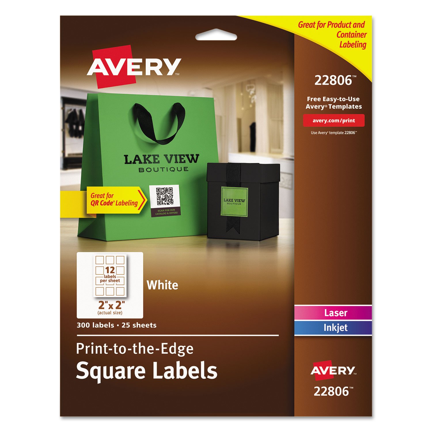 Foto 1 | Etiquetas Permanentes Cuadradas Avery 22806 De 5 Cm X 5 Cm, Paquete De 300 - Venta Internacional.