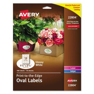 Foto 1 | Label Avery, Impresión Fácil De Despegar Hasta El Borde, Ovalada, 1,5 X 2,5 Cm, 180 Unidades - Venta Internacional.