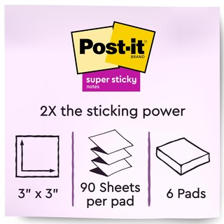 Foto 2 | Sticky Notes Post-it Super Sticky Post-it, 6 Cuadernos Desplegables De 3 X 3 Pulgadas - Venta Internacional.