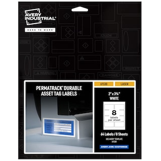 Foto 1 | Asset Tag Labels Avery White 64 Etiquetas Impermeables (61530) - Venta Internacional.
