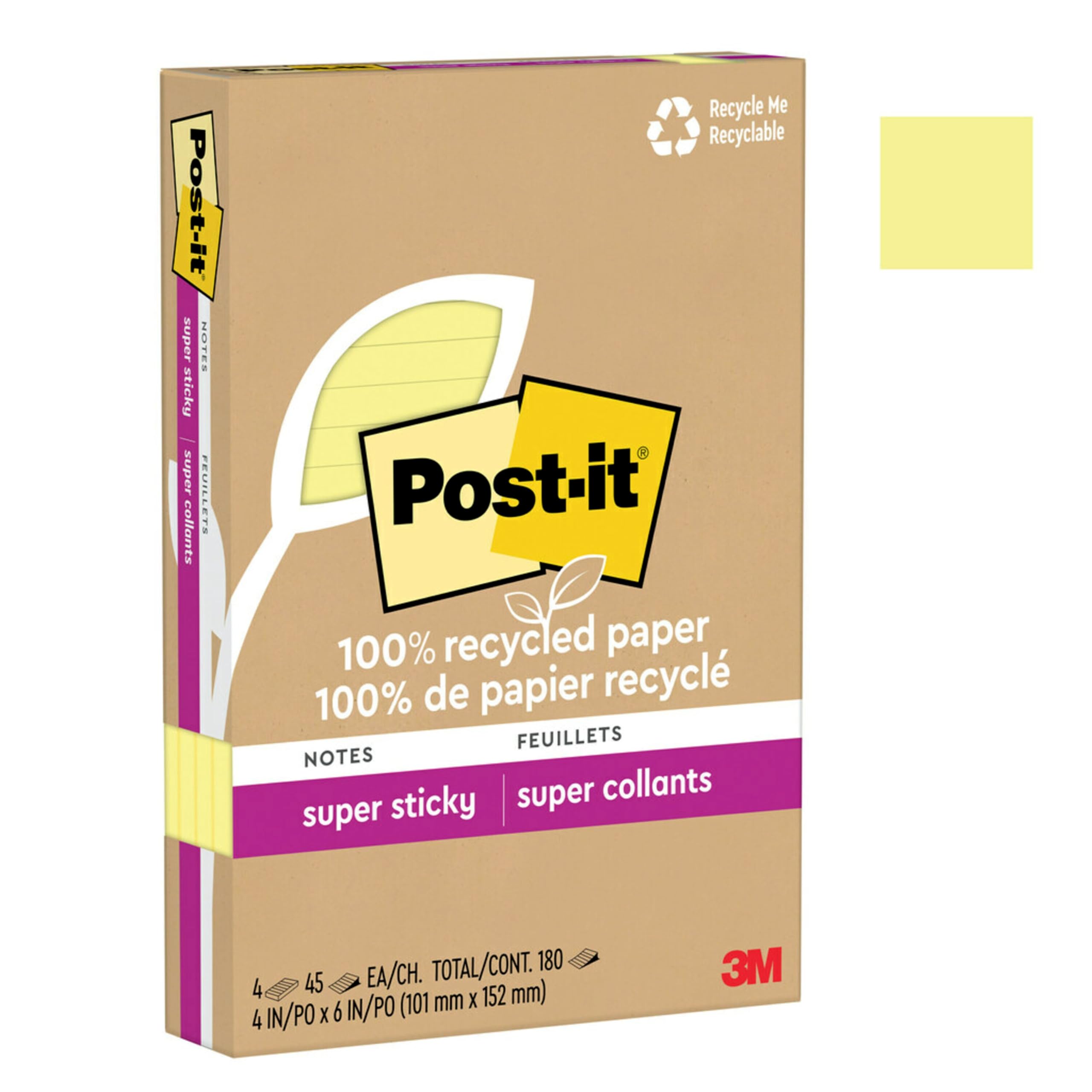 Foto 2 pulgar | Sticky Notes Post-it, Papel 100% Reciclado, 45 Hojas, 4 X 6 Pulgadas - Venta Internacional.
