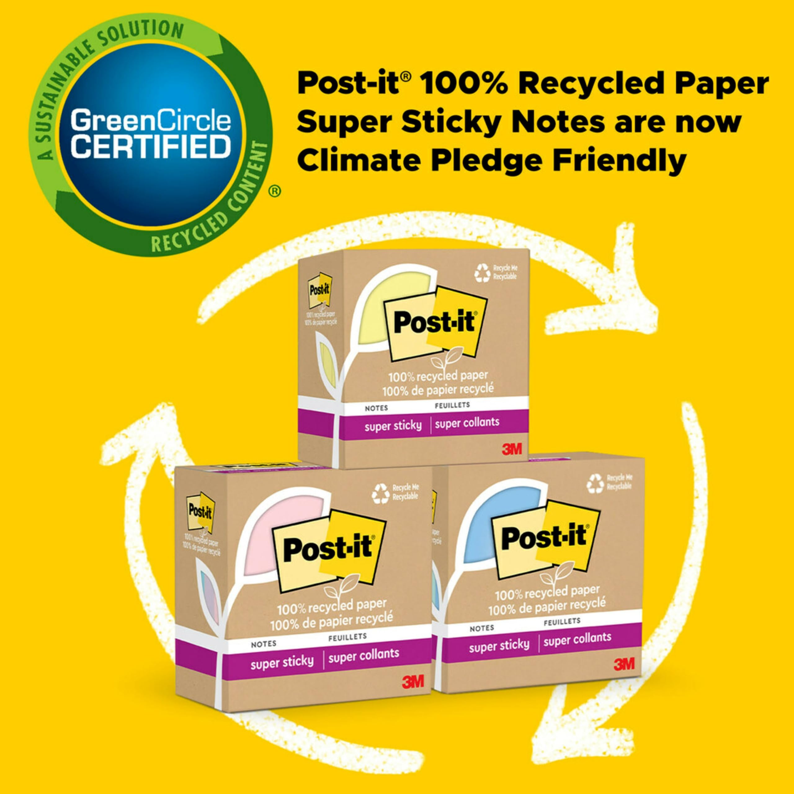 Foto 5 pulgar | Sticky Notes Post-it, Papel 100% Reciclado, 45 Hojas, 4 X 6 Pulgadas - Venta Internacional.