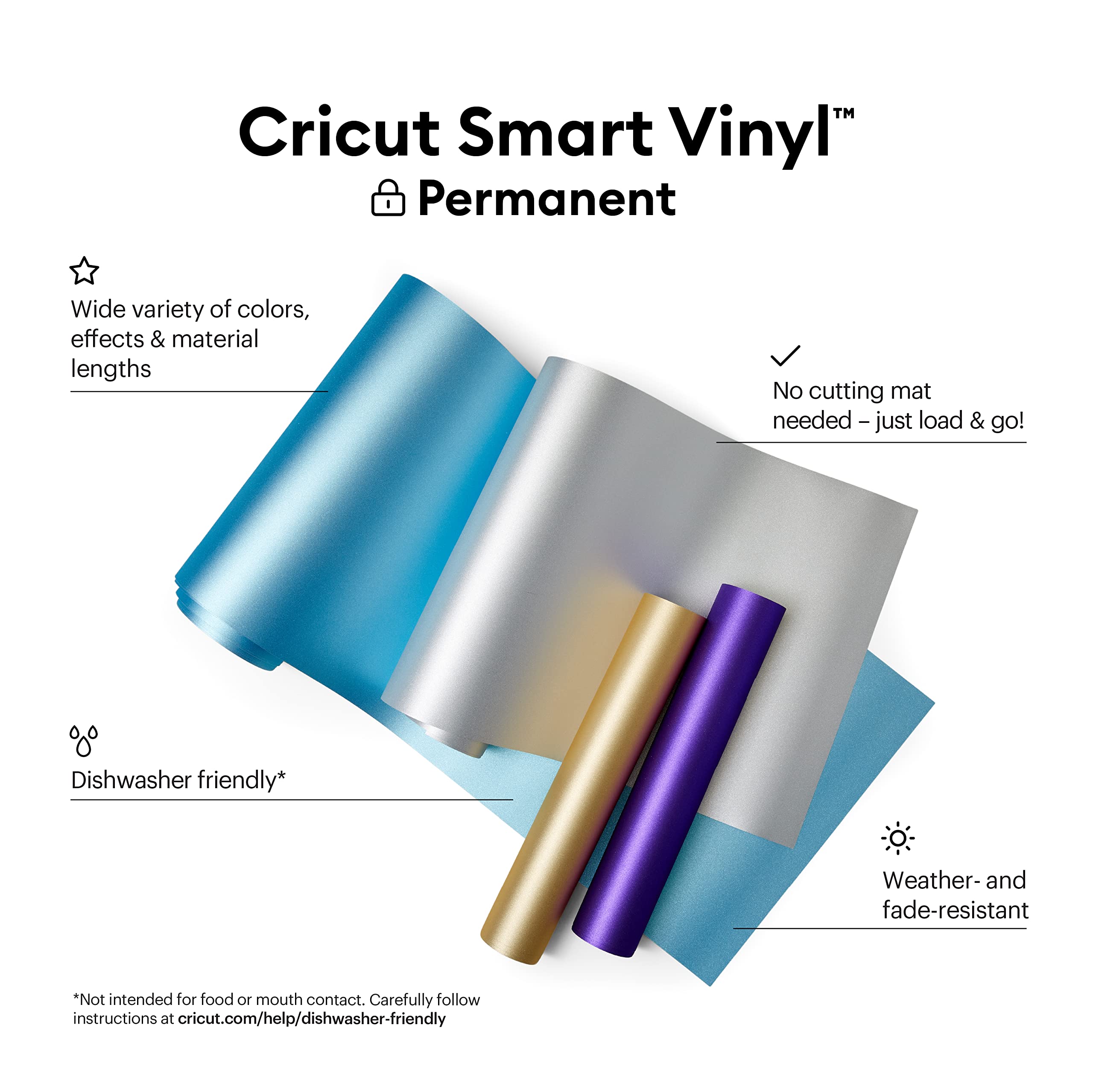 Foto 3 pulgar | Vinyl Cricut Smart Permanent Shimmer Gold, Paquete De 3 Rollos De 1 X 3 M - Venta Internacional.