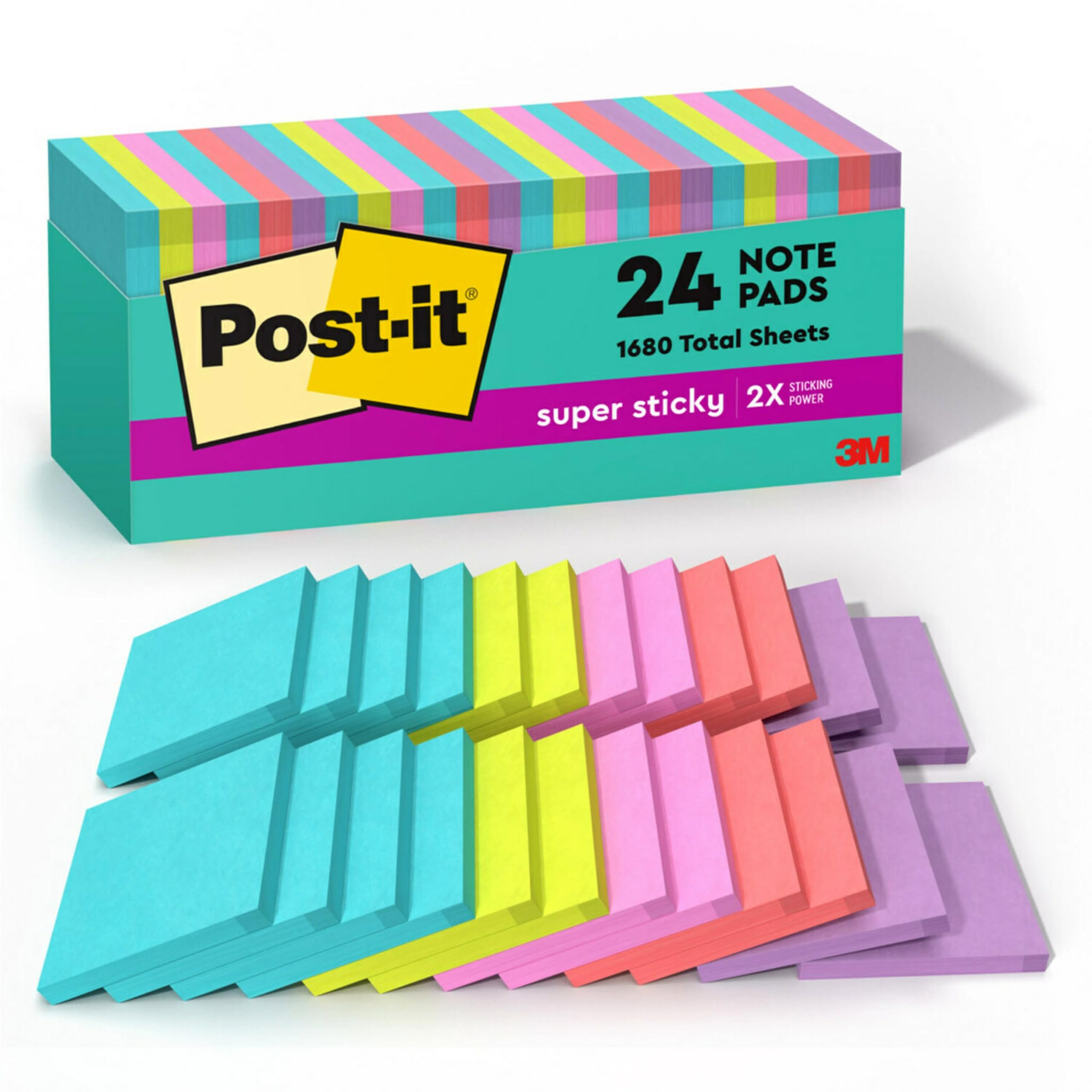 Foto 2 pulgar | Sticky Notes Post-it Super Sticky, 76,2 X 76,2 Mm, 24 Blocs - Venta Internacional.