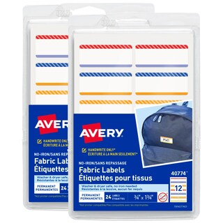 Foto 1 | Etiquetas Identificativas De Tela Avery No-iron Playful Stripes, Paquete De 2 - Venta Internacional.