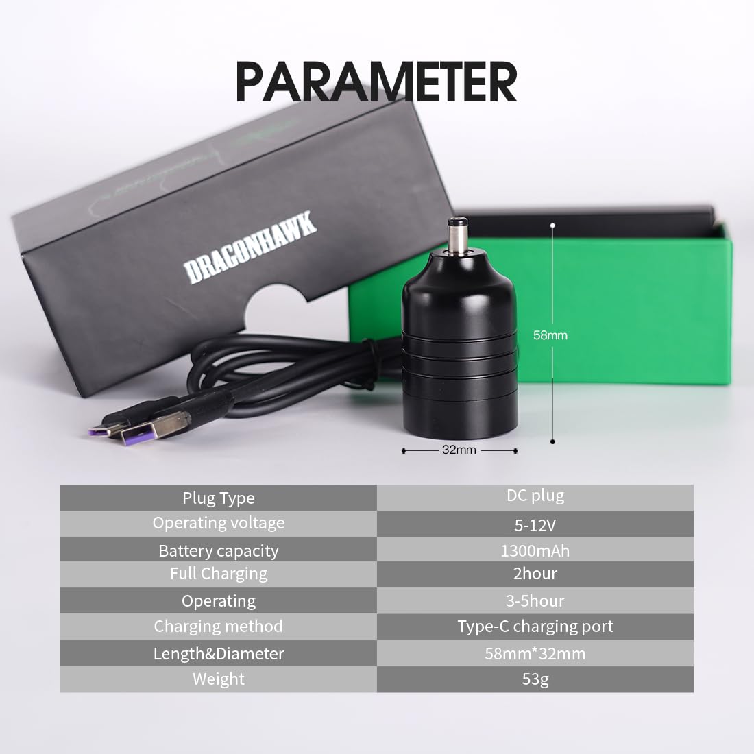Foto 7 pulgar | Kit De Máquina De Tatuaje Dragonhawk Atom Wireless Con Fuente De Alimentación - Venta Internacional.