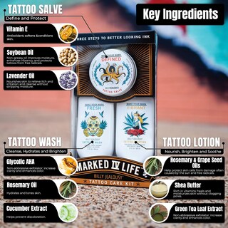 Foto 2 | Kit De Cuidado De Tatuajes Billy Jealousy Marked Iv Life Con Cuidado Posterior - Venta Internacional.