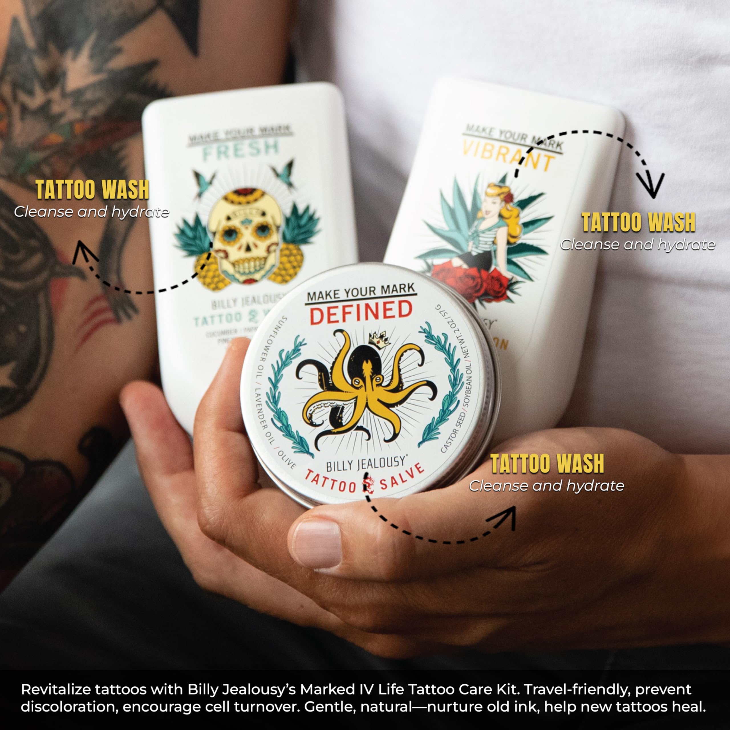 Foto 5 | Kit De Cuidado De Tatuajes Billy Jealousy Marked Iv Life Con Cuidado Posterior - Venta Internacional.