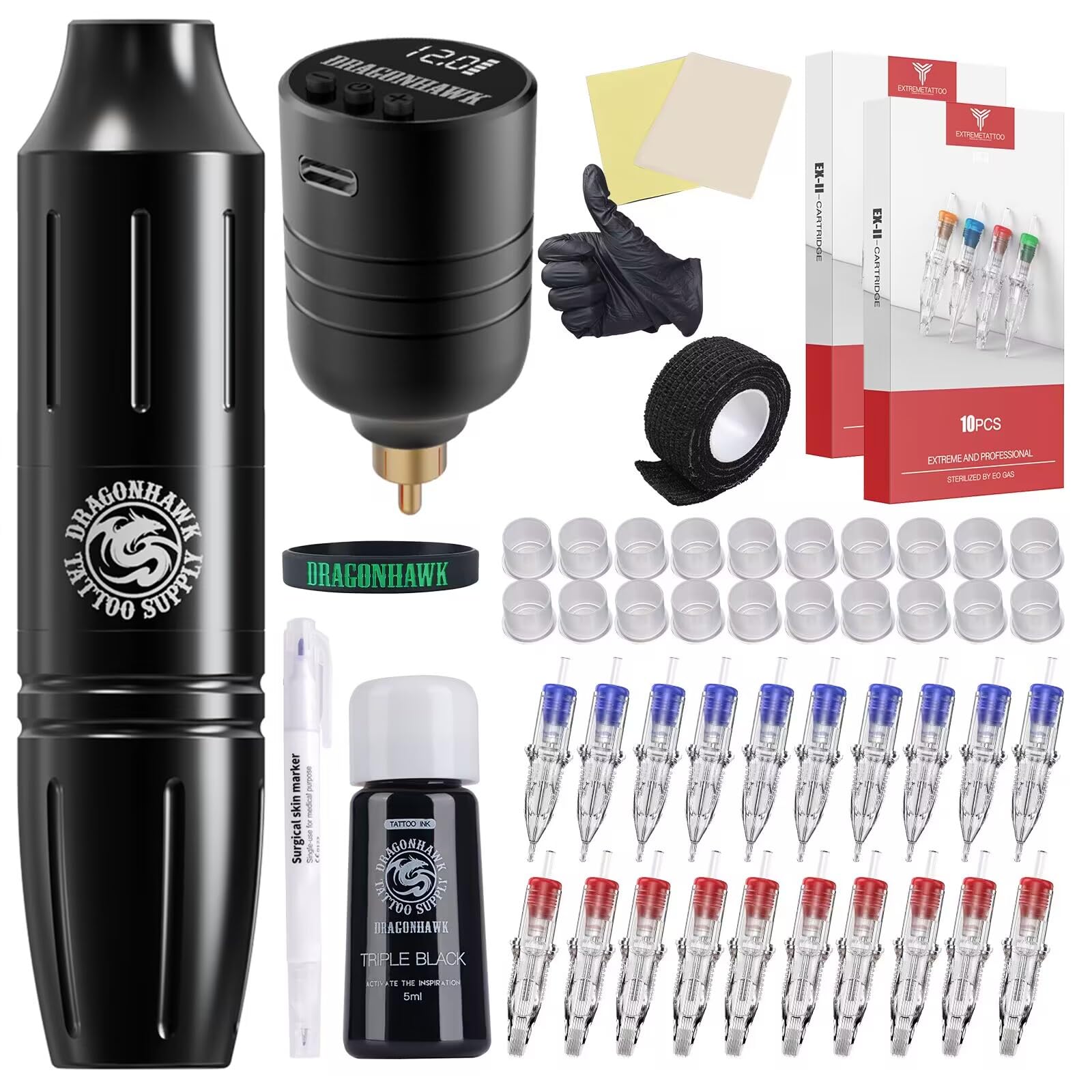 Foto 2 pulgar | Kit De Máquina De Tatuaje Dragonhawk W085d Inalámbrico Con Batería - Venta Internacional.