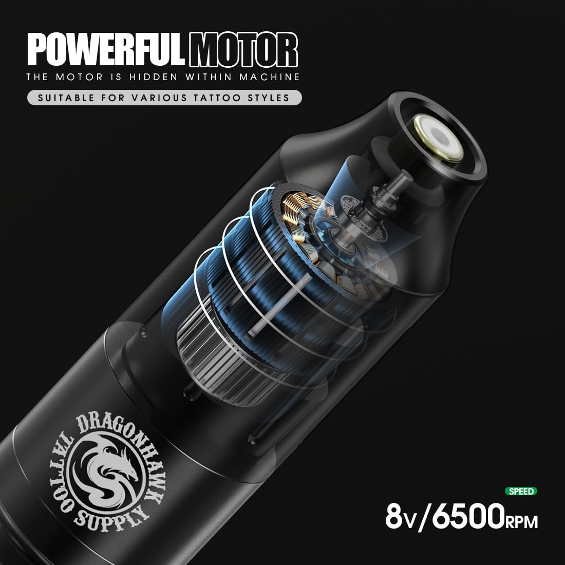 Foto 4 pulgar | Kit De Máquina De Tatuaje Dragonhawk W085d Inalámbrico Con Batería - Venta Internacional.