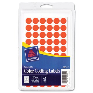 Foto 1 | Etiquetas De Codificación Por Colores Avery, Naranja Neón, 1,3 Cm, Redondas, 840/pk - Venta Internacional.