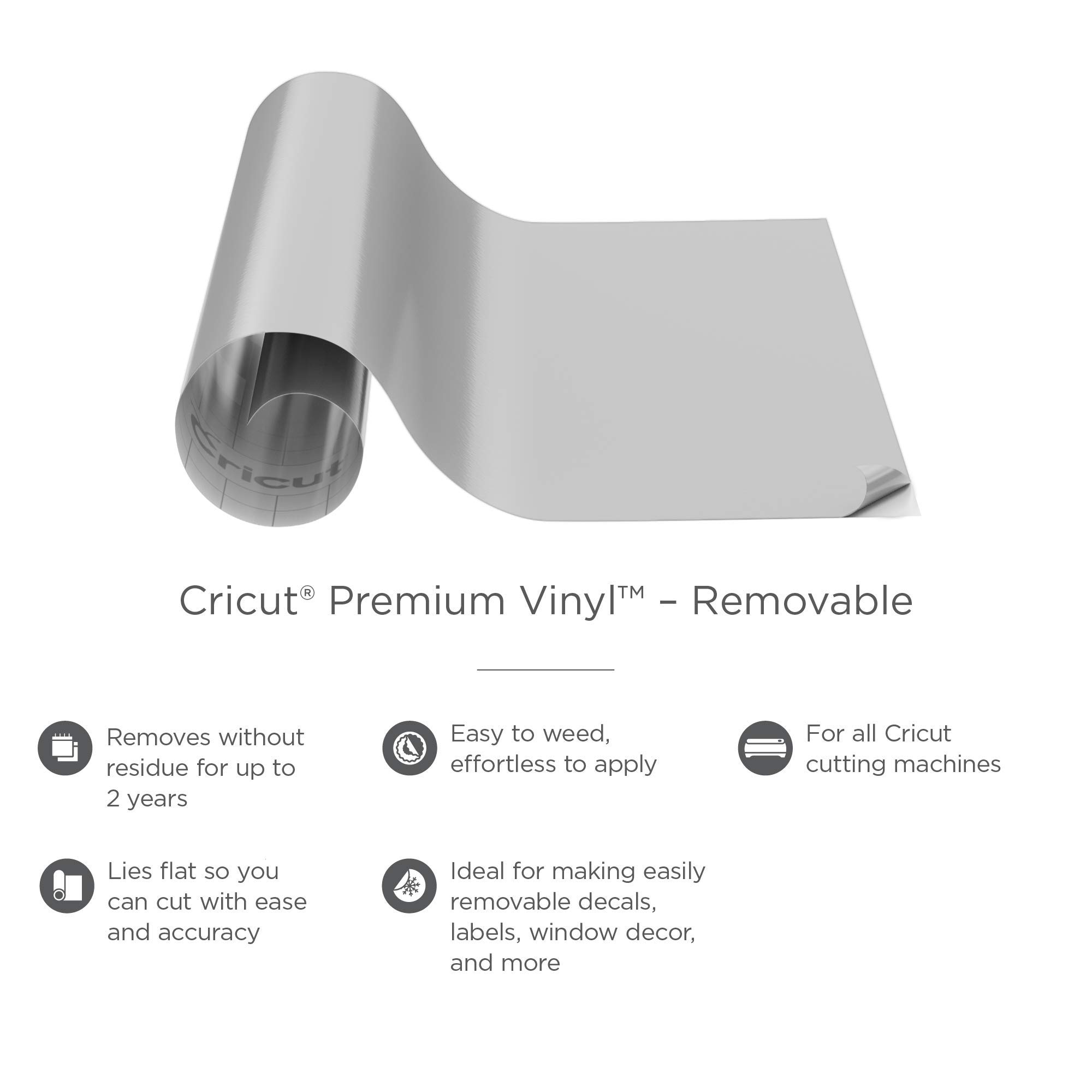 Foto 3 | Vinilo Cricut Premium Extraíble Plateado De 30,48 Cm X 4,57 M - Venta Internacional.