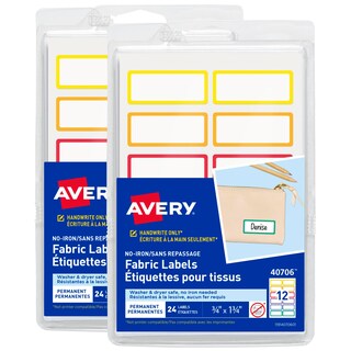 Foto 1 | Etiquetas De Tela Con Nombres Avery No-iron Rainbow, Paquete De 2, 48 Etiquetas - Venta Internacional.