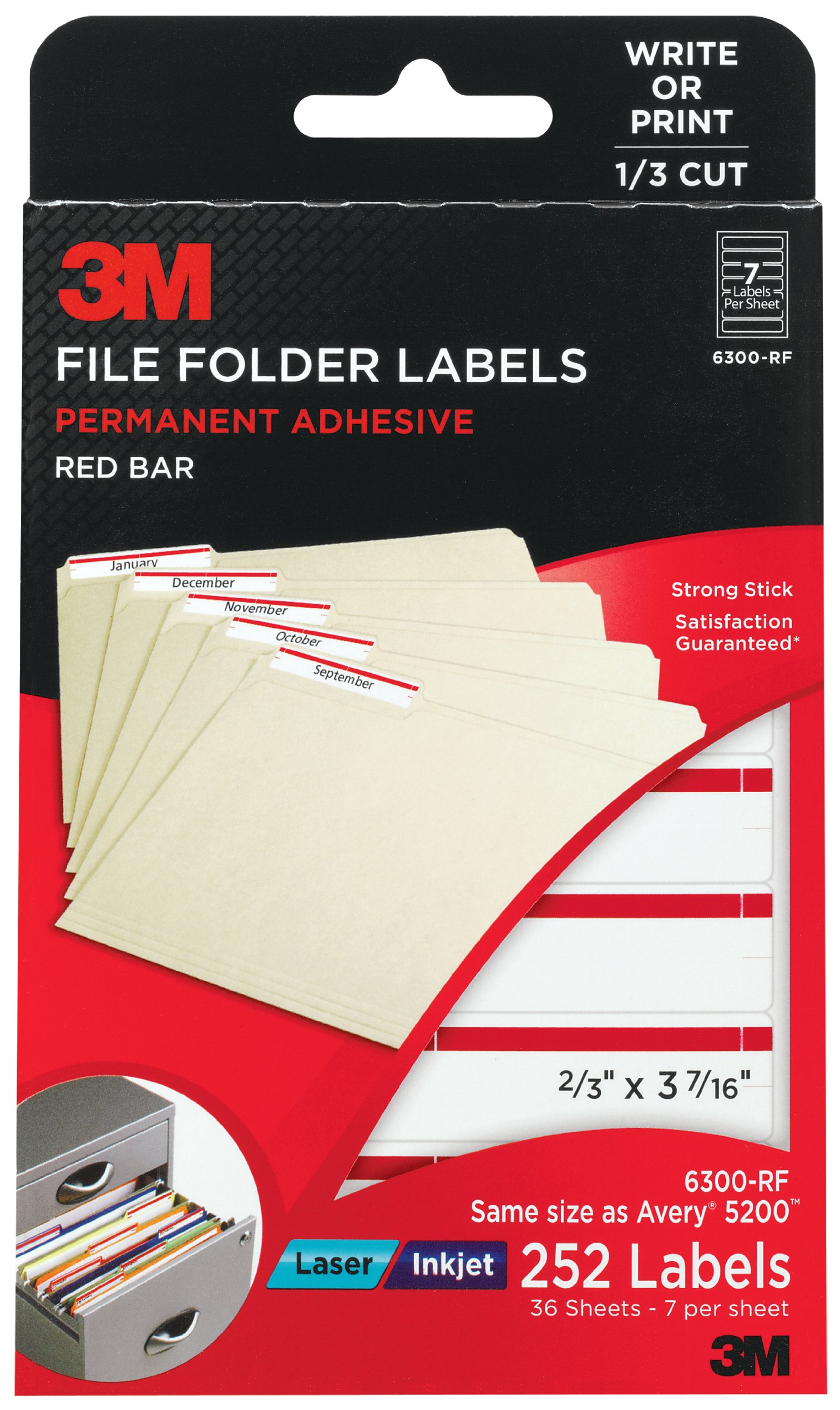 Foto 2 pulgar | Etiquetas Para Carpetas De Archivos 3m Red Bar Para Impresoras Láser/inyección De Tinta - Venta Internacional.