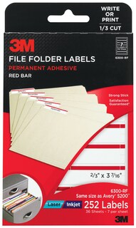 Foto 1 | Etiquetas Para Carpetas De Archivos 3m Red Bar Para Impresoras Láser/inyección De Tinta - Venta Internacional.